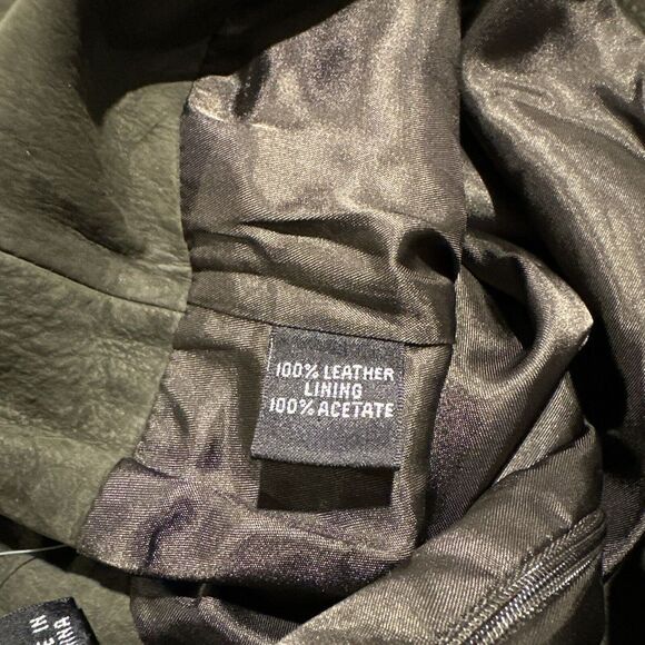 LINDA ALLARD ELLEN TRACY Vintage Leather Skirt Long Pencil High Slit Sz 6 Green - Picture 6 of 6